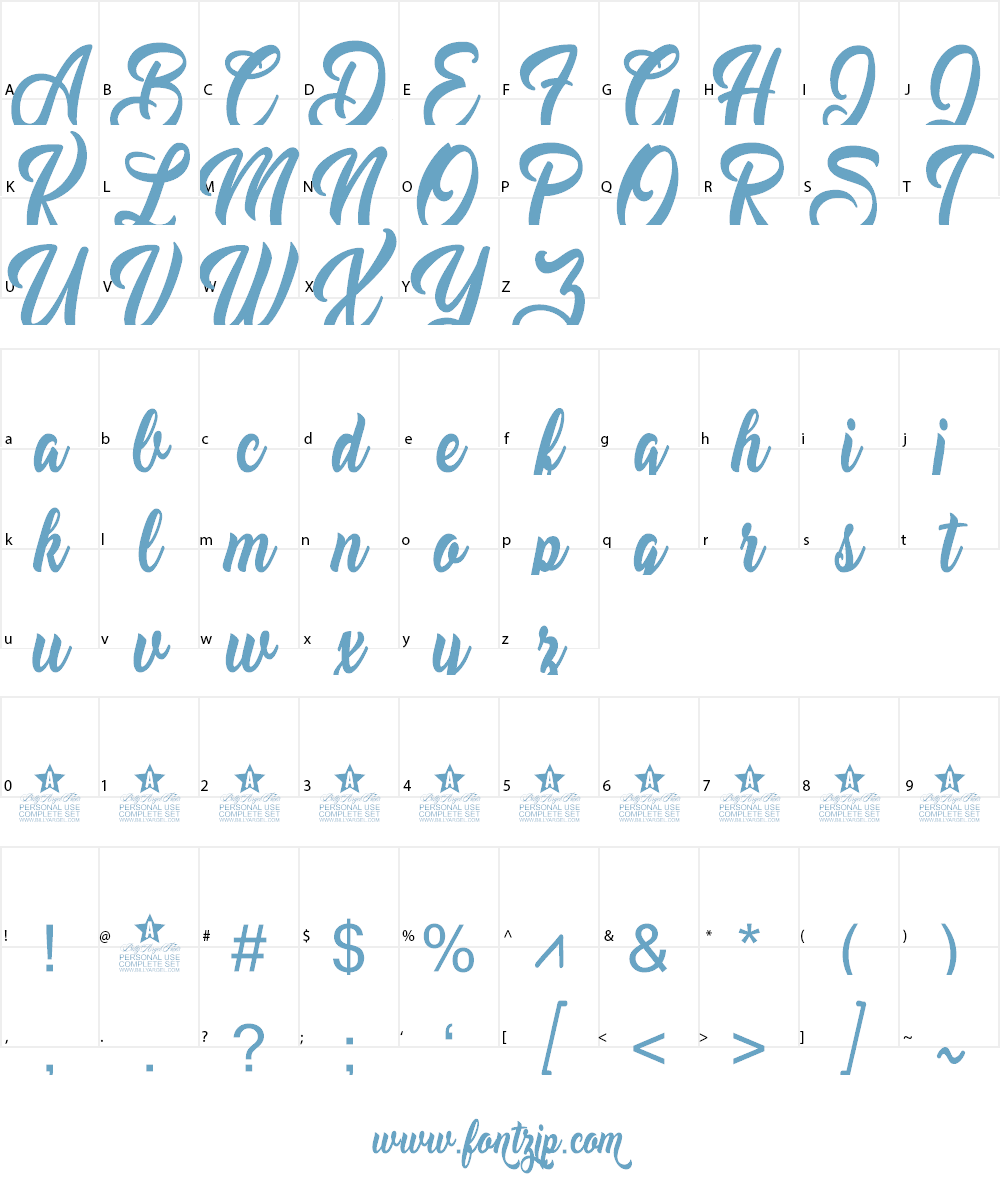 Claudina Personal Use Font Character